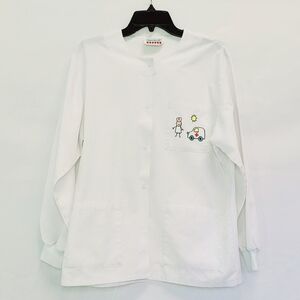 Apples for Life white long sleeve scrub top